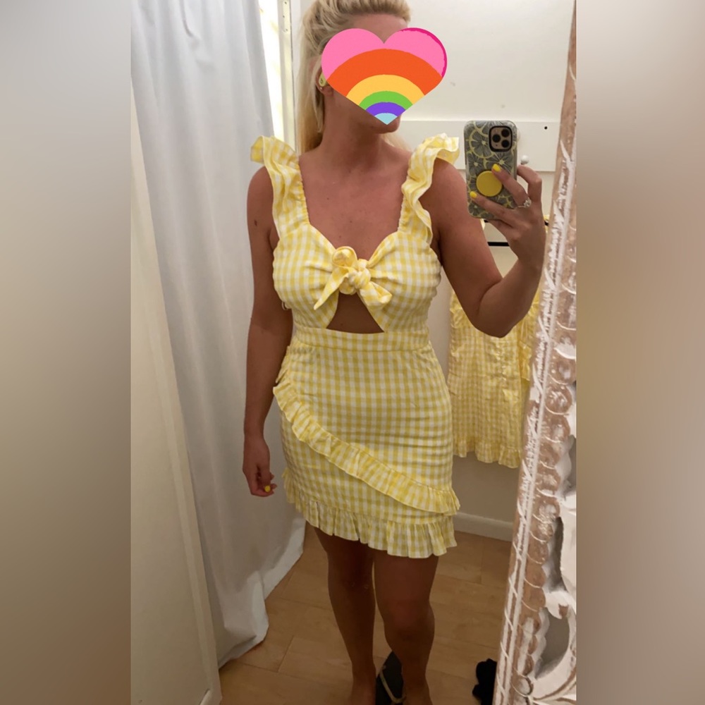 Yellow Ruffle Mini Dress - size M